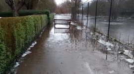 Didsbury flood waters freeze as sub-zero temperatures replace Storm Christoph's torrential rains