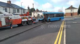 Bus crashed road barriers Coventry
