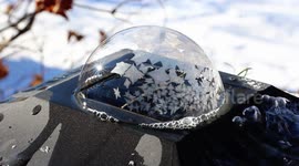 Mesmerising moment bubble freezes instantly in sub-zero temperatures
