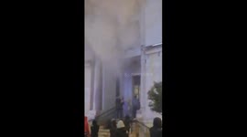 A fire held in municipality of Tripoli by protesters