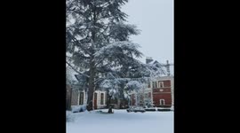 Cute castle under the snow in France