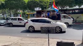 Myanmar: Army Flag Waved And Military Song Played On Street Of Yangon