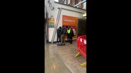 Violent fight breaks out in Sainsbury’s between customer and staff – as he SLAPS woman in face and is STOMPED AND HIT on the ground. Part 2