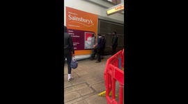Violent fight breaks out in Sainsbury’s between customer and staff – as he SLAPS woman in face and is STOMPED AND HIT on the ground. Part 3