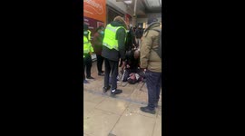 Violent fight breaks out in Sainsbury’s between customer and staff – as he SLAPS woman in face and is STOMPED AND HIT on the ground. Part 4