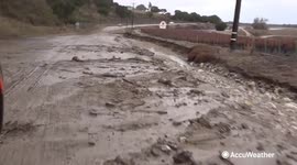 Mud slides hinder travel in California