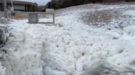 Souffle-ready: Dense seafoam covers France's southern coast