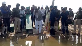 Indian conservation workers release 40 critically endangered crocodiles into river