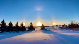 Sundog appears in the early morning skies above Minnesota