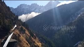 Exact moment Uttarakhand glacier bursts dam, killing 14