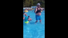 Dancing dad at waterpark