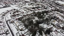 Drone footage shows fresh snowfall over Bradford as 'Beast from the East 2' sweeps the UK