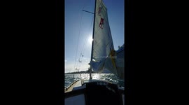25 feet sailboat on stormy 30+ knots wind