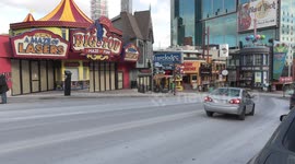 Niagara falls Canada tourist carnival attractions and businesses closed and boarded up and COVID 19 pandemic destroys tourism industry