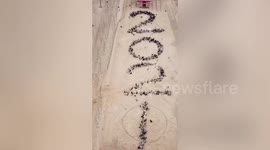 Farmer spreads feed to make chickens form phrases to welcome Chinese New Year