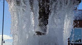 Frozen water fountain in Felixstowe