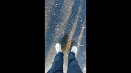 First steps on a frozen lake, thanks to Storm Darcy