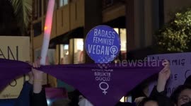 The women protested against the concept of celebrating Valentine's Day in Istanbul, Turkey