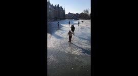 Ice Skaters stuck on Dutch lake