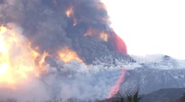 Amazing footage of Mount Etna volcano violent eruption