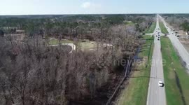 This drone footage shows the destruction left in the wake of the tornado that hit North Carolina - including smashed homes and uprooted trees