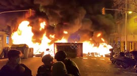Barricades set alight during protest in Barcelona due to Pablo Hasel arrest