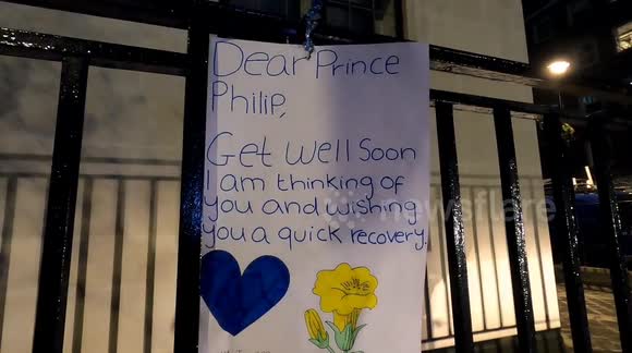 'Get well soon' messages seen outside hospital for Prince Philip