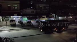 Military vehicles patrol streets of Yangon, Myanmar