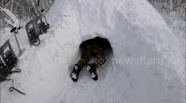 Survivalist shows you how to build Canadian snow shelter