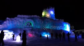 Walking into the Ice Castles in New Hampshire
