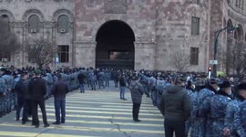 Heavy police presence at a rally and march called by Nikol Pashinyan in Yerevan, Armenia