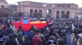 Demonstrators gathered to show their support to Nikol Pashinyan in Yerevan, Armenia