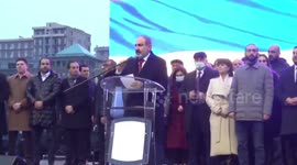 Nikol Pashinyan gives a speech during his rally in Yerevan, Armenia