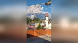 Timelapse shows Mount Sinabung volcano eruption in Indonesia