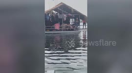 Shocking moment brawl erupts on river raft in Thailand