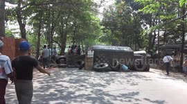 Protesters build barricades during the bloodiest day in Yangon, Myanmar