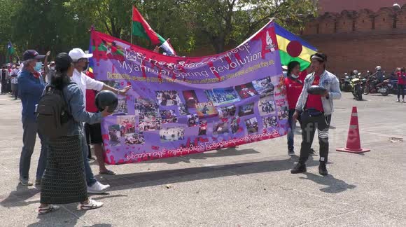 Burmese in Thailand protest against military coup in Myanmar