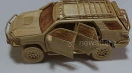 Filipino YouTuber constructs toy car from hundreds of popsicle sticks