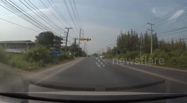 Car spins out-of-control after crash and hits motorcycle oncomig rider