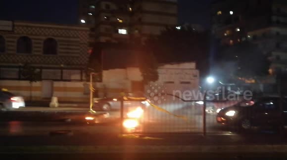 Protesters burn tyres to block roads in Beirut during protest against power cuts and high cost of living