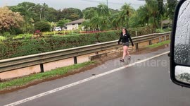 Interview with girl at the scene, cars flooded, nothing goes, spectator interview oahu flood, flash flood interview with girl