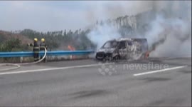 Piles of cash incinerated after armoured car catches fire in China