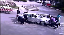 Passers-by help riders after crash in China