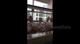 Stag party rowing through airport