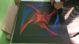 Ecuadorian artist produces artwork using just coloured string and nails