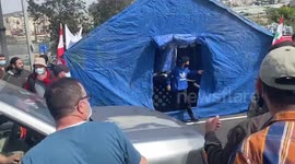 The Roads are blocked by the protesters during protest in Lebanon