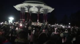 Mourners chant 'police go home!' at Clapham vigil for Sarah Everard as hundreds wave their mobile phone torch lights in the air