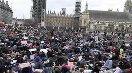 Sit-down protest for Sarah Everard as hundreds gather at Parliament Square