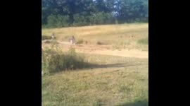 14 year old kid on a Crf150r dirtbike hits jump for the first time and goes way to far past the landing