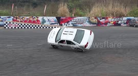 Car stuntshow performed at scenic area in southern China